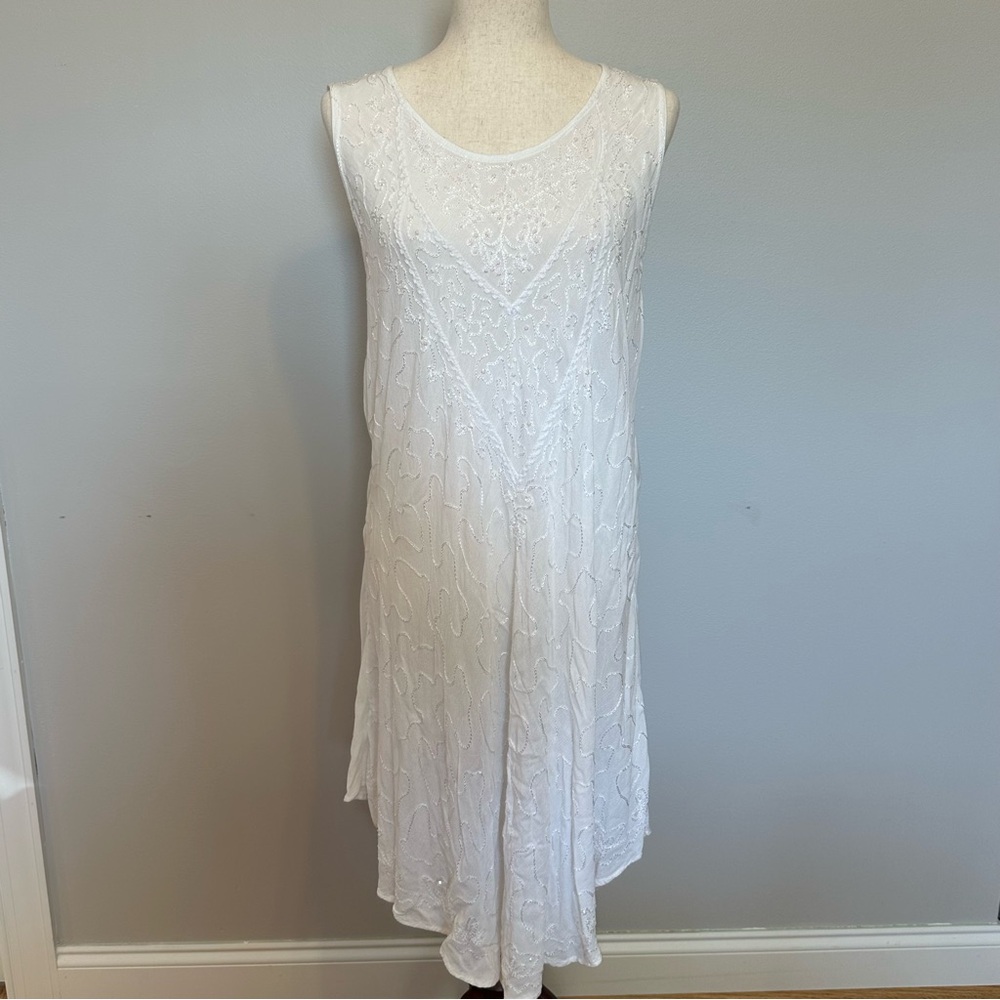 Rima Beachworld White Sequin Flowy Beachy Dress